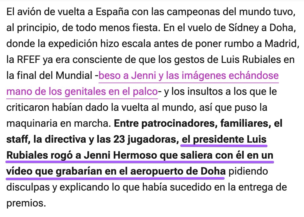 PabloEchenique's tweet photo. Después de la agresión, Rubiales presionó a la jugadora. Como no le hizo caso, fue Vilda tres veces a presionar a su familia. Como eso tampoco tuvo efecto, la RFEF falsificó unas declaraciones exculpatorias de Jenni. La maquinaria de la omertà patriarcal a todo gas. ASCO 🤮 https://t.co/A11krevYft