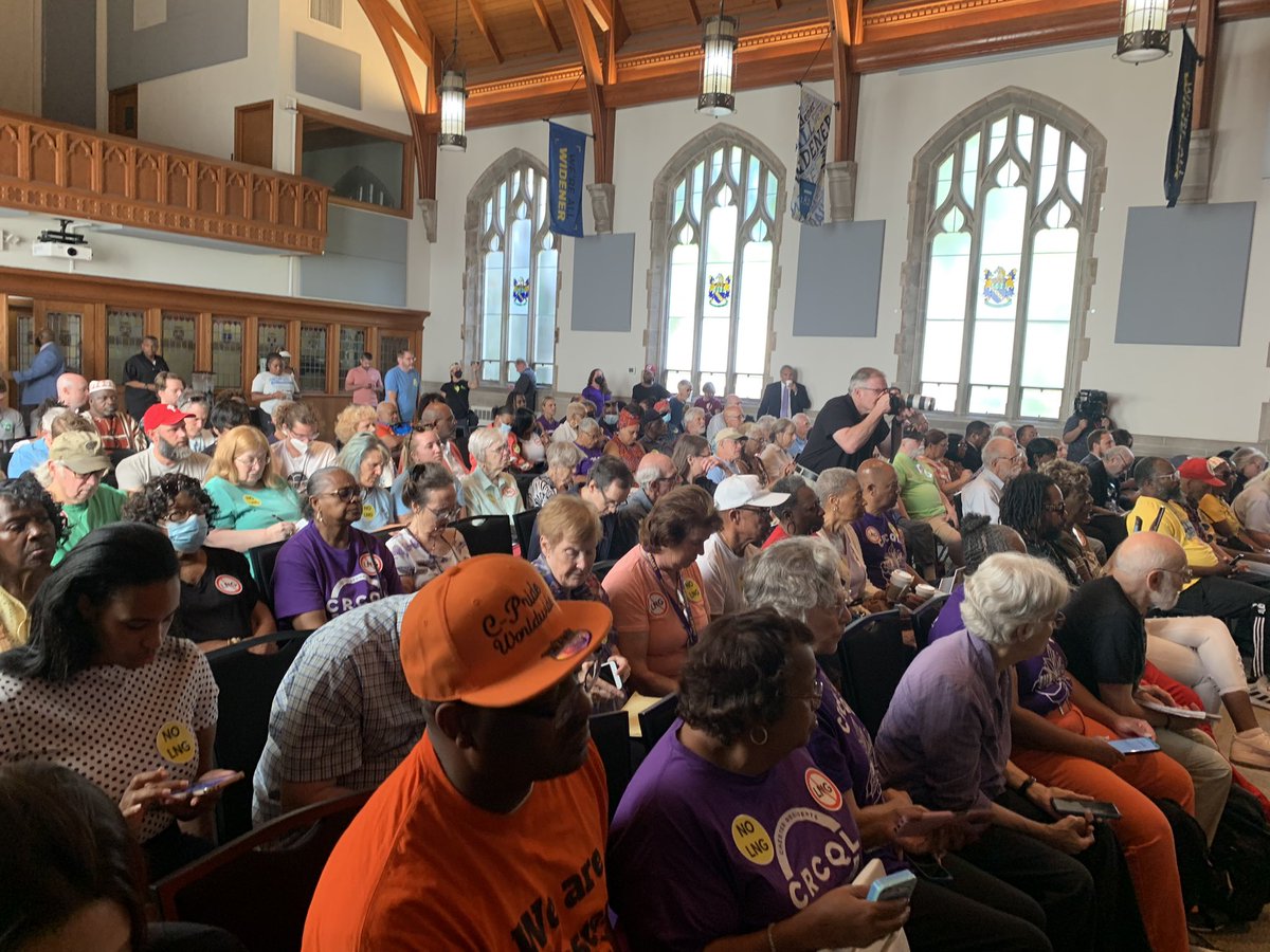 Kenny_Cooper_Jr's tweet photo. More than 150 community members are here at the Pa. LNG Task Force meeting at Widener University to show their unity against a proposed liquefied natural gas export project. 

The city of Chester is a possible destination if the project comes to fruition.

I’m here for @WHYYNews. https://t.co/UpSFa4HFjH