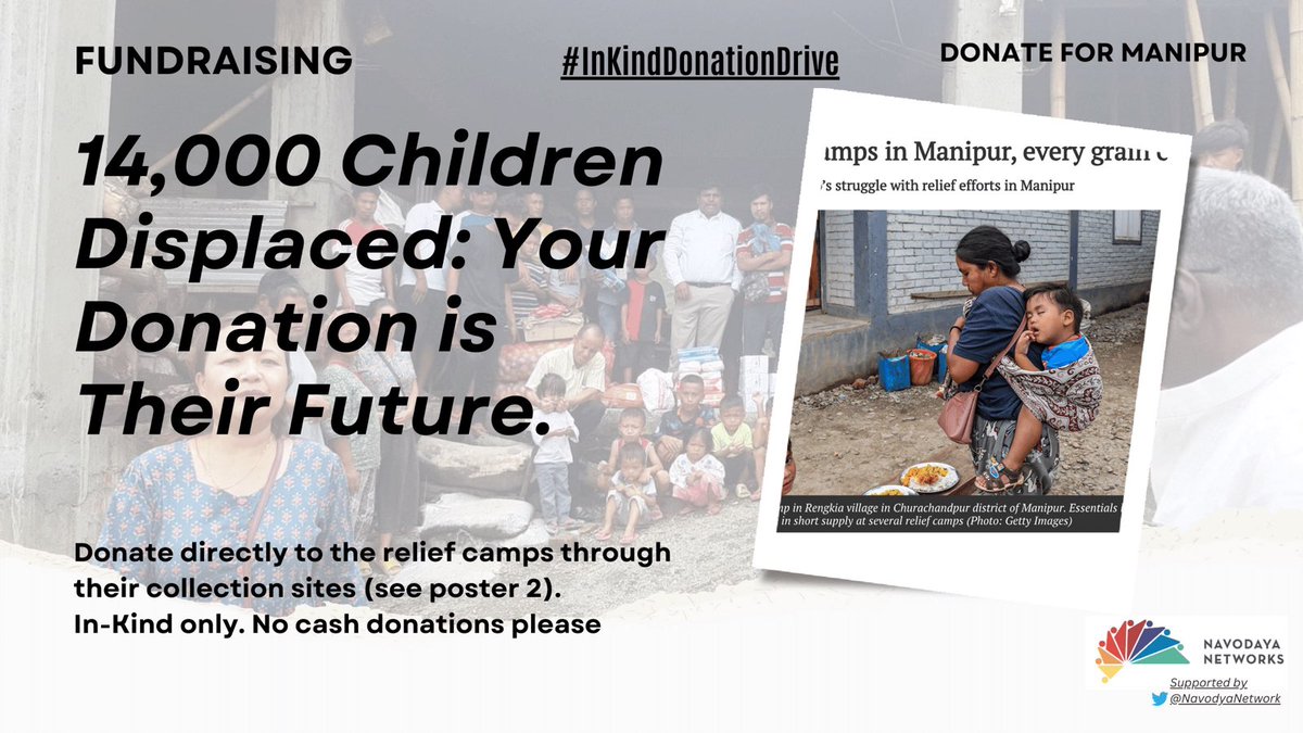 OutspokenDesi's tweet photo. 100 days without school. The children of Manipur deserve better. Let's restore their hope and future.

Wishlist (it's a DESPERATELY NEEDED LIST )
https://t.co/QpgVNXyBxT

 #InKindDonationDrive https://t.co/wp7yW6RPVg
