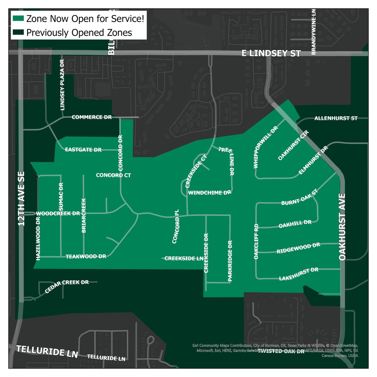 OecFiber's tweet photo. ⚡️ Norman, are you ready for another new fiber zone?! ⚡️
•
The wait is over for Norman residents in the highlighted green area on the map! You can now jump into hyper-speed with #OECFiber.
•
Ready to elevate your internet game? Sign-up today at https://t.co/9imQGQr4O0 https://t.co/hyDCpiAwo7