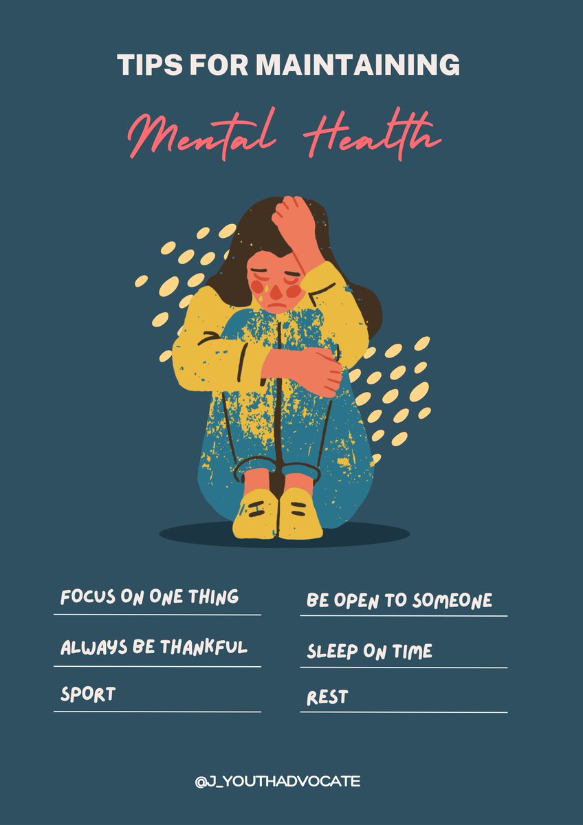 J_YouthAdvocate's tweet photo. What Do You Employ To Enrich Your Mental Health?
#MentalHealthMatters
#MHTips
@hmhafrica
@one2oneKE
@citiesRISE @MuthoniStevens
@Respondtolife_ @WellnezzJournal https://t.co/8sLpqqGhdb