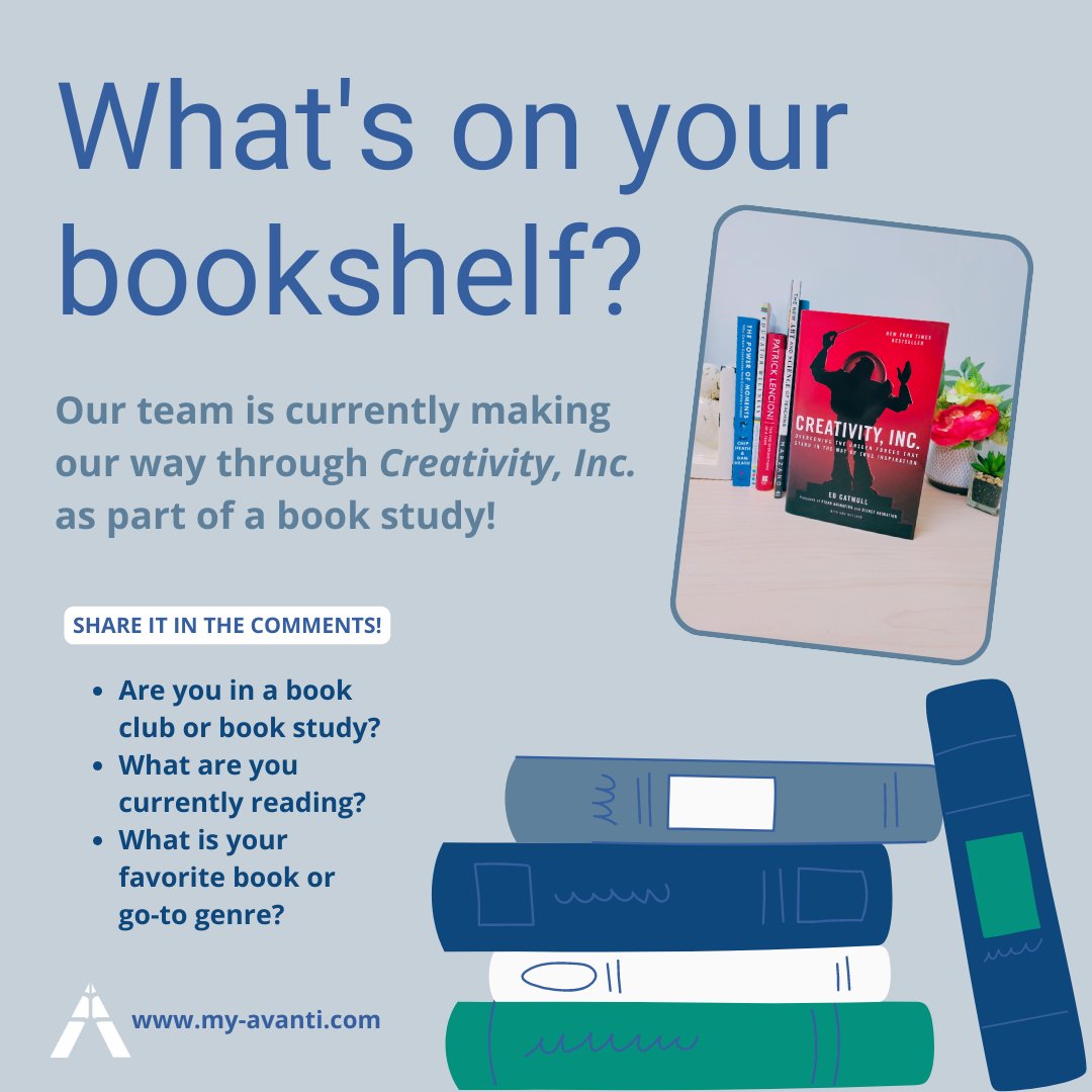 myavantik12's tweet photo. At Avanti, we love to read! Our third book study is focusing on Creativity, Inc. by Ed Catmull, co-founder of Pixar. Book studies allow our team to learn from the text and each other's insights. Have you ever participated in a book study?

#bookstudy #learningisfun #education https://t.co/7OqWr6lndH