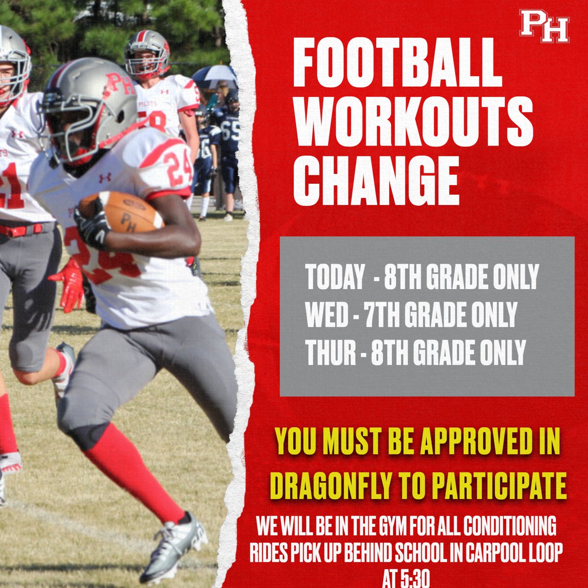 ATTENTION - Coach Newby needs to change the format of workouts for this week. This information was provided to the athletes yesterday. @PHMSPTSA @Coach_Newby