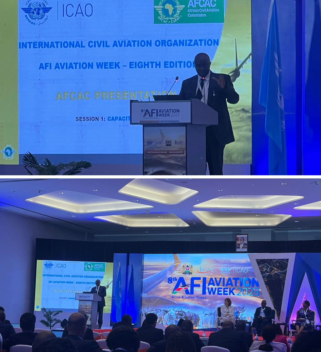 📌8th AFIAviationWeek
Mr Henry Okech,AFCAC Director Safety&Technical Services presented a capacitybuilding workingpaper highlighting AFCAC's continental initiatives relating to women&youth in aviation&training of aviation professionals inpartnershipwith its international partners