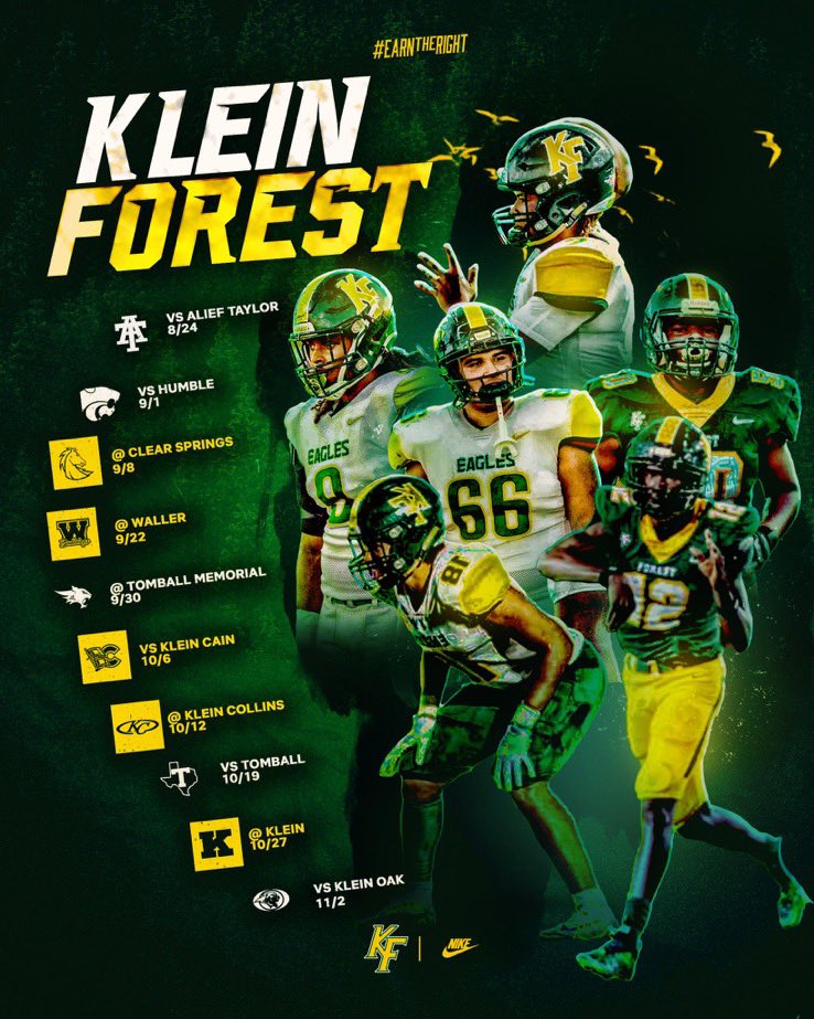 KLEIN FOREST FOOTBALL (@kfgoldeneagles) on Twitter photo It’s bout that time!!! Come out and support your Golden Eagles this season!!! <a href="/1CoachVaughn/">Coach Vaughn</a> <a href="/_LOchoa/">Coach Ochoa</a> <a href="/Coach_Kelley24/">Kyle Kelley</a> <a href="/CoachRhea87/">Coach Rhea</a> <a href="/CoachGMbu/">Galvanis Mbu</a> <a href="/Coachmwatkins1/">Coach Watkins Ed.D.</a> <a href="/smith_remon/">Remon Smith</a> <a href="/Dabo1056/">Dabo Davis</a> <a href="/CoachMicahHill/">Micah Hill</a> <a href="/CoachCp21/">Chris Pressly</a>
🌳🦅💚💛
#EarnTheRight It’s bout that time!!! Come out and support your Golden Eagles this season!!! <a href="/1CoachVaughn/">Coach Vaughn</a> <a href="/_LOchoa/">Coach Ochoa</a> <a href="/Coach_Kelley24/">Kyle Kelley</a> <a href="/CoachRhea87/">Coach Rhea</a> <a href="/CoachGMbu/">Galvanis Mbu</a> <a href="/Coachmwatkins1/">Coach Watkins Ed.D.</a> <a href="/smith_remon/">Remon Smith</a> <a href="/Dabo1056/">Dabo Davis</a> <a href="/CoachMicahHill/">Micah Hill</a> <a href="/CoachCp21/">Chris Pressly</a>
🌳🦅💚💛
#EarnTheRight