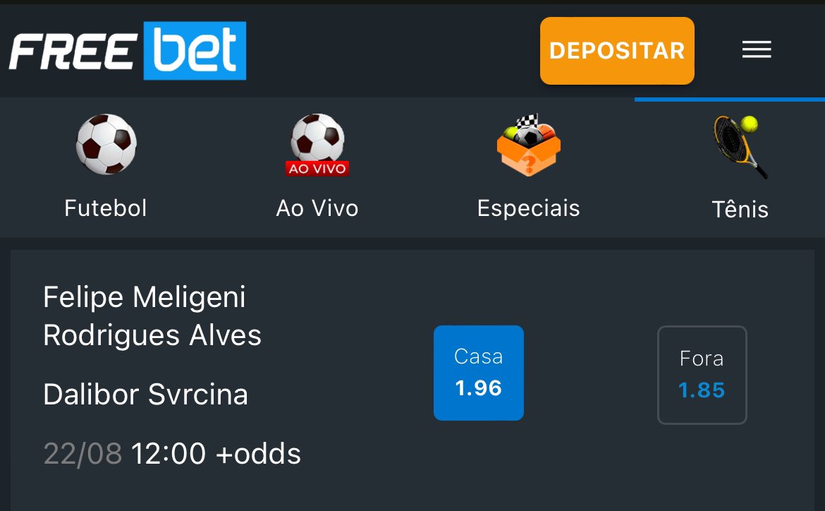 RVdaBET's tweet photo. To muito afim de torcer pelo Meligeni hoje, sem contar que não acho nada um bom jogador de quadra dura o Svrcina. 

Bet365 tá 1.90, FreeBet tá 1.96. 

To in testando essa nova casa que to encontrando umas odds mais altas e vamos ver até onde ela aguenta kkkk https://t.co/b5S4hmyVhY