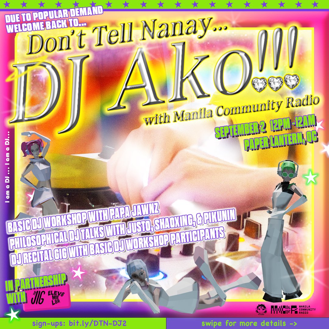 donttellnanay's tweet photo. DON'T TELL NANAY, DJ ULIT AKO! 🤪

due to popular demand, we're bringing back Don't Tell Nanay, DJ Ako! with the help of our friends from Manila Community Radio!

🔗 sign-up here: https://t.co/HGfOuIcs56 https://t.co/1QYQ3NAUU1