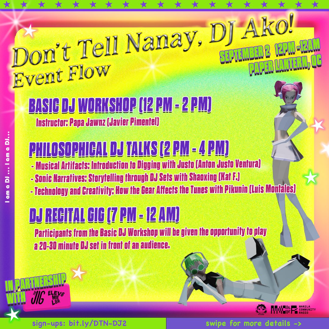 donttellnanay's tweet photo. DON'T TELL NANAY, DJ ULIT AKO! 🤪

due to popular demand, we're bringing back Don't Tell Nanay, DJ Ako! with the help of our friends from Manila Community Radio!

🔗 sign-up here: https://t.co/HGfOuIcs56 https://t.co/1QYQ3NAUU1