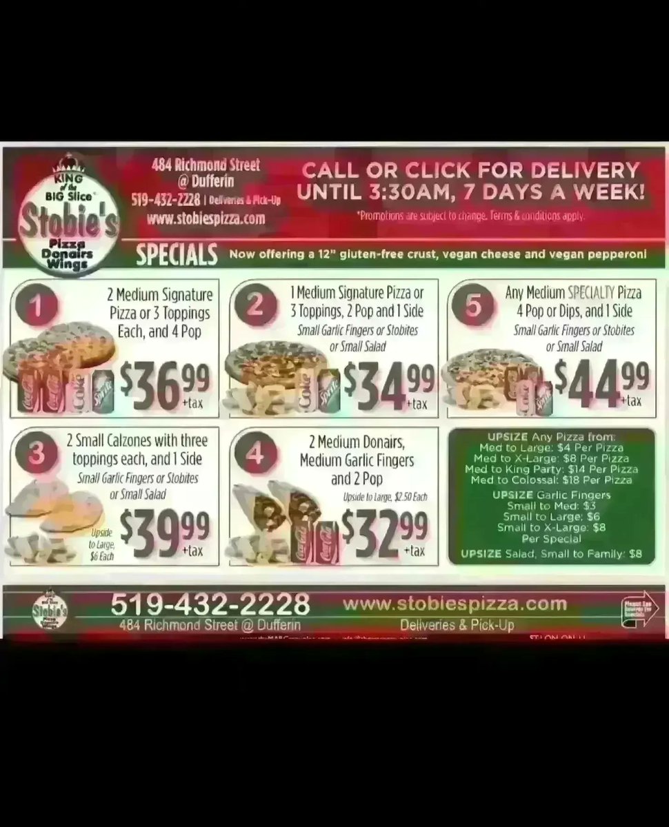 Stobiespizza's tweet image. Enjoy a free🍕today if your first name is🥁🥁🥁🥁 Shirley or Dawson
•
🍕
•
🍕
delivery starts at 11 AM 
Call 519-432-2228 or click
☎️📲💻🍕🍗🌯🥟🥗🚗😍
🍕