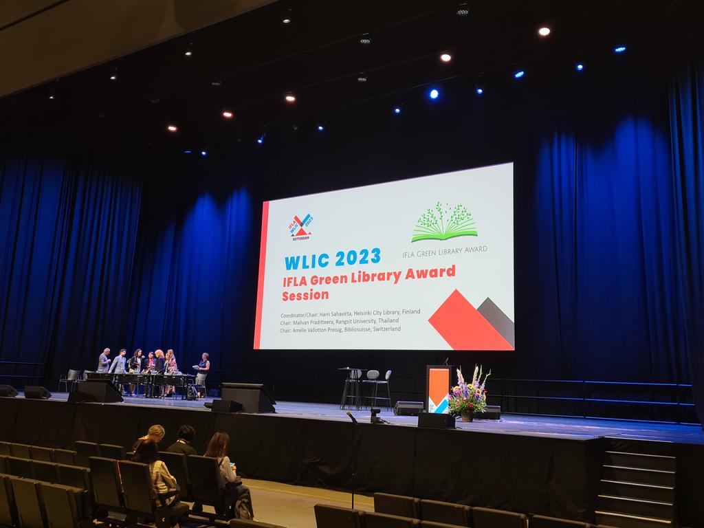 The #WLIC2023 #GreenLibraryAward session is starting in a few minutes on the RTM Stage! It's not too late to join! 

#SDGs #iflaglobal #Libraries4ClimateAction #Agenda2030