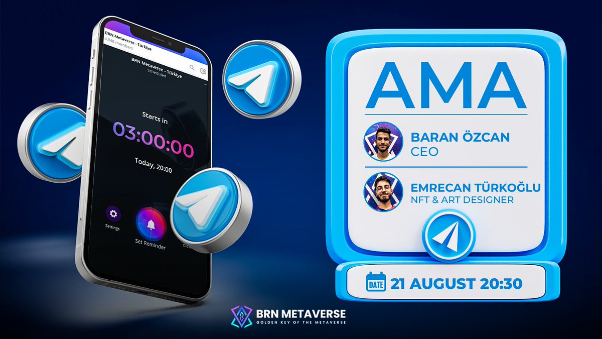 🌟 Great news! 🫂 Today at 5.30 PM, CEO/Founder @YTBaranOzcan and NFT and Art Designer @emreturkolu will meet with our community in the Turkey Telegram group! 🎁 There will also be a $40 giveaway during the AMA. 🎊 We have exciting topics to share with you! 👉🏻…