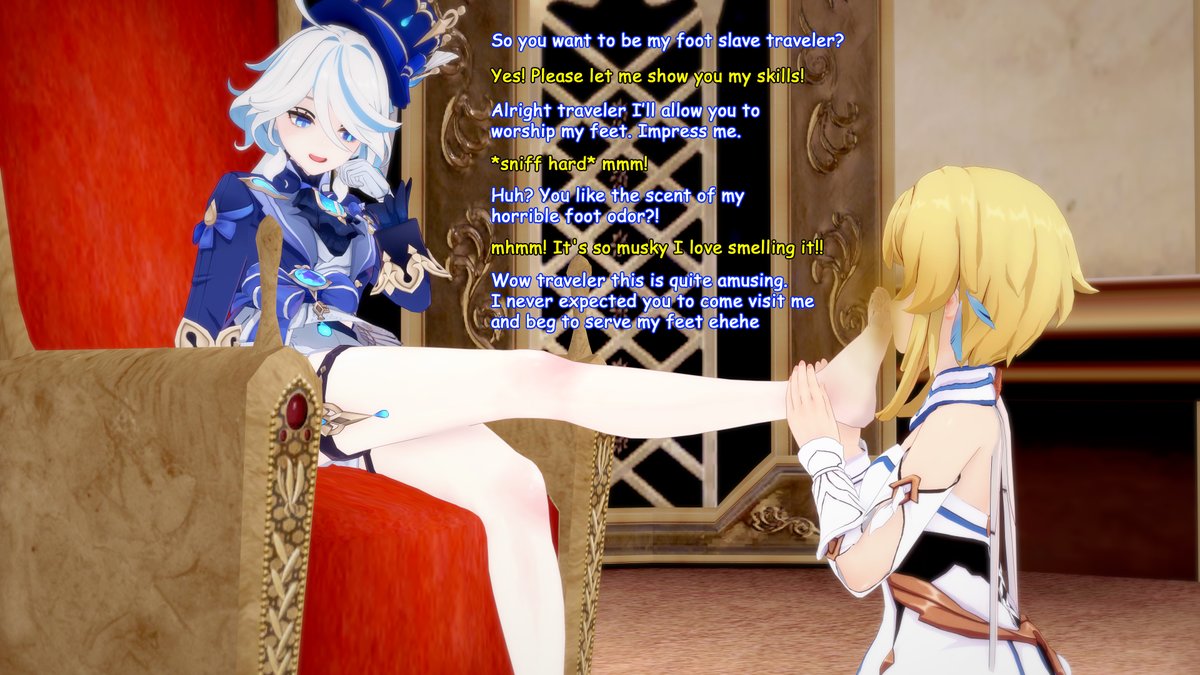RubySaiya's tweet image. Smelling Furina's dirty feet