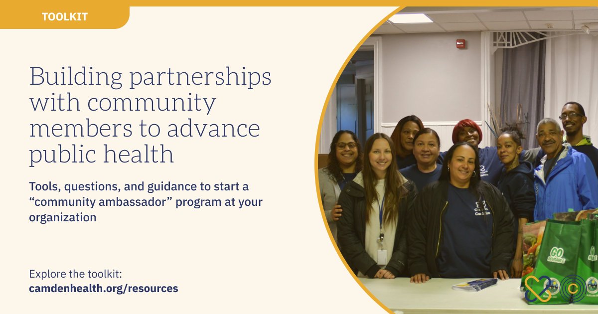 Community ambassadors can be a vital bridge between organizations and the communities they serve. Learn how to partner effectively with community members to build an ambassador/liaison program in our new toolkit: camdenhealth.org/resources/buil…