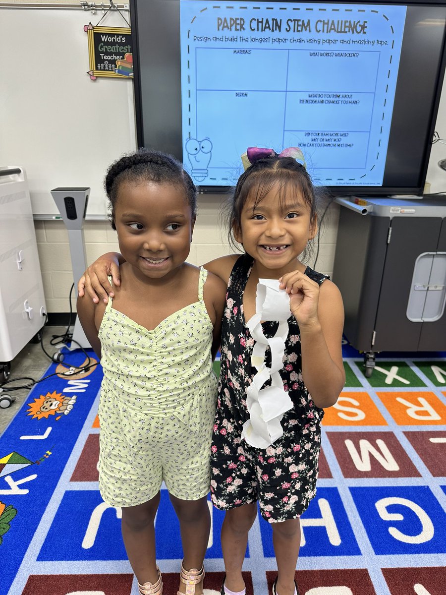 Marquita Jackson (@mjacksonscholar) on Twitter photo What a fun way to learn the Engineering Design Process! 1st and 2nd grade Ss were challenged to work as a group to make the longest paper chain using 1 piece of paper and 1 ft of masking tape!! <a href="/STEMcobb/">Cobb County STEM/STEAM & Innovation Department</a> <a href="/CobbTitleONE/">@CobbTitleONE</a> #STEM #Engineering #littleengineers What a fun way to learn the Engineering Design Process! 1st and 2nd grade Ss were challenged to work as a group to make the longest paper chain using 1 piece of paper and 1 ft of masking tape!! <a href="/STEMcobb/">Cobb County STEM/STEAM & Innovation Department</a> <a href="/CobbTitleONE/">@CobbTitleONE</a> #STEM #Engineering #littleengineers