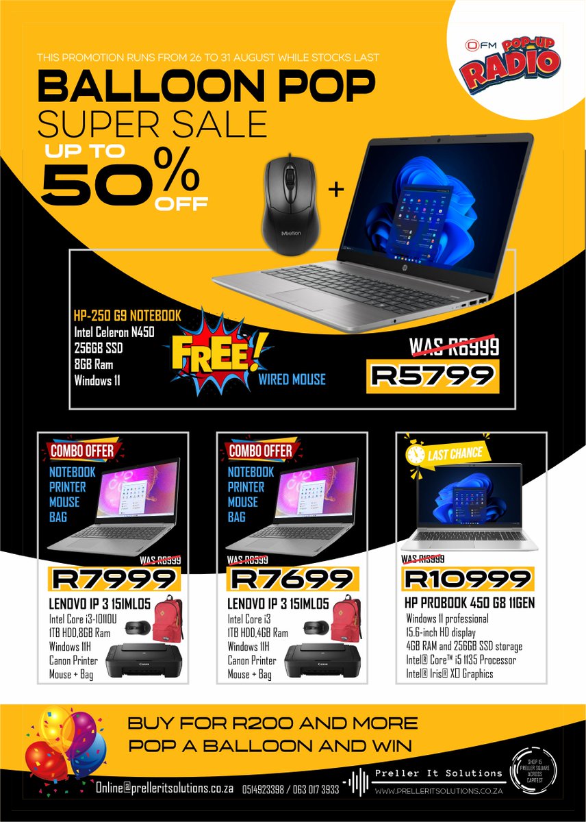 PrellerIt's tweet image. Dont Miss out on our OFM Pop Up Radio Day  26 August ! Visit us In Store for More Amazing Clearance offer ! Buy for R200 and More POP a Balloon And Win !!! Also Join our @RedragonSa  Rebuild Race Joins us Saturday From  9:00 - 13:00