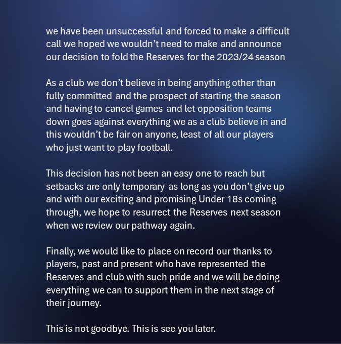 Olveston United FC (@olvestonfc) on Twitter photo Following last nights committee meeting the club hereby releases the following statement in relation to our <a href="/OlvestonWomen/">SGS Olveston United Women</a> Reserve side.
This is not goodbye. This is see you later. ๐๐ Following last nights committee meeting the club hereby releases the following statement in relation to our <a href="/OlvestonWomen/">SGS Olveston United Women</a> Reserve side.
This is not goodbye. This is see you later. ๐๐