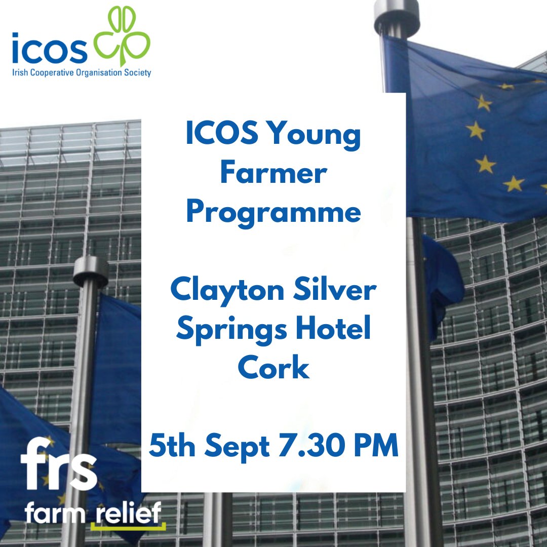FRSCork's tweet image. Are you a young farmer in Cork looking to shape the future of Irish agriculture? Don't miss out on the ICOS 2023/2024 Young Farmer Development Programme
🗓️ Date: 5th September 2023 🕒 Time: 7.30pm Location: Clayton Silver Springs Hotel in Cork
Register at forms.gle/2MWKfGuYN2i8SJ…