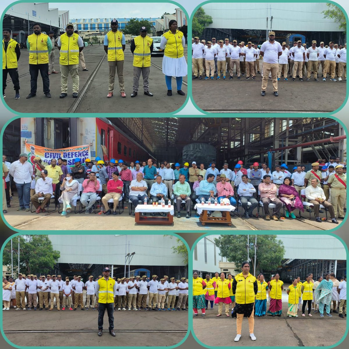 SCRCivilDefence's tweet photo. SCR CD organised training to 58 Rly.staff from 8th to 17th August,2023 &amp; conducted Demo on 16th at Carriage Workshop,Lallaguda.Sri B.Rajagopala Rao,Director of Factories,Telangana &amp; Sri B.Sinku,CWM graced the Occasion.
@RailMinIndia
@MHAIndia
@NdrfAcademy1
@NDRFHQ
@SCRailwayIndia https://t.co/waJ3kjyyao