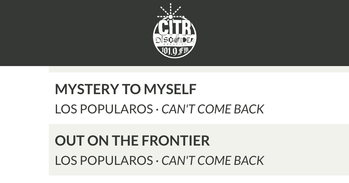 Porterhouse_Rec's tweet photo. Awesome to have @LosPopularos' hometown radio picking up on our new compilation and giving it some love! #powerpop #indierock #vancouvermusic https://t.co/x0N1NCOqDM