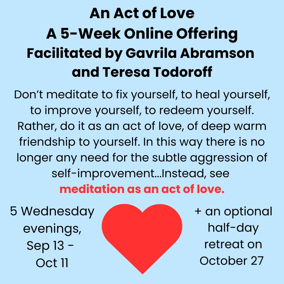 Dharma_Gates's tweet photo. Announcing a 5-week introductory online offering for young adults ages 18-35! Offered on a donation-basis.

For more info and to register, visit https://t.co/IbTqwcOnAZ

#meditation #spirituality #buddhism #actoflove #retreat #onlinecourse #donationbased #youngadults #mindful https://t.co/JtuK5fzYyu