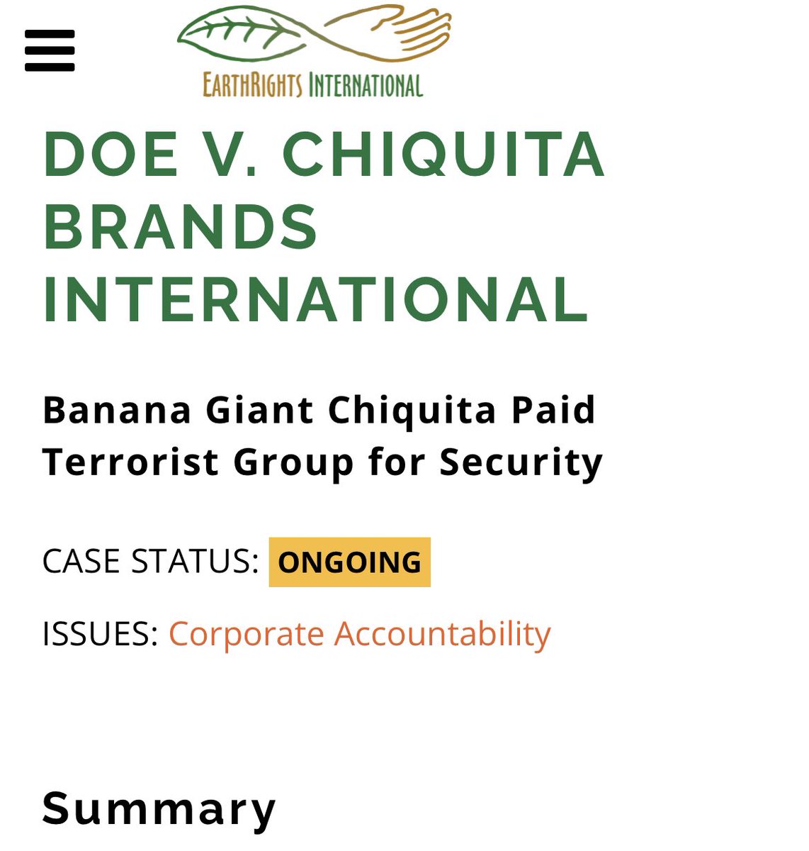 alonsopenago11's tweet photo. @ISAZULETA Chiquita brands fue hallado culpable en corte federal en el distrito sur de Nueva York por patrocinar grupos terroristas en Colombia. Se han negado a pagar la multa y compensación. https://t.co/6OfOasTs1s