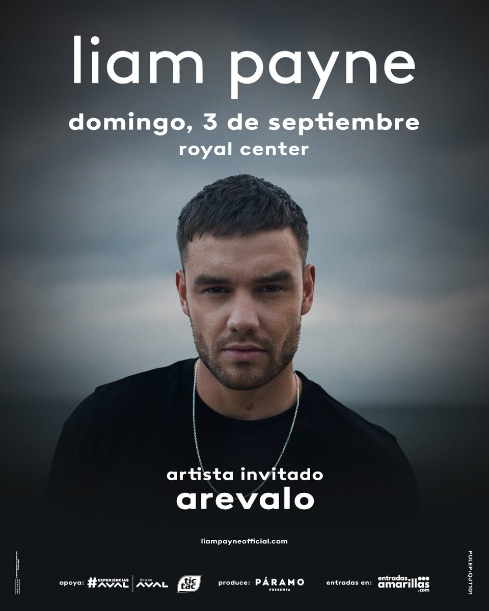 ¡Grandes noticias para nuestro encuentro con <a href="/LiamPayne/">Liam</a> este 3 de septiembre! Hoy le damos la bienvenida a <a href="/ArevaloOficial/">Arevalo</a>, una de las voces más prometedoras del país abriendo uno de los shows más esperados del año. ✨✨

🎟️ Ojo, aún quedan entradas en entradasamarillas.com