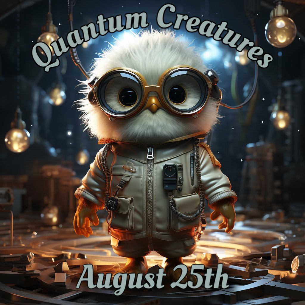Quantum Creatures: 🐰🦝🦊🐶MINTING 8-25!!

777 Creatures appearing on the Ethereum blockchain 

333 available for a free claim to Project Vendetta holders

33 available for mint 100k quantum coin (limit 1)

Remaining available for mint @ 0.02 eth 

*some will be minted to the