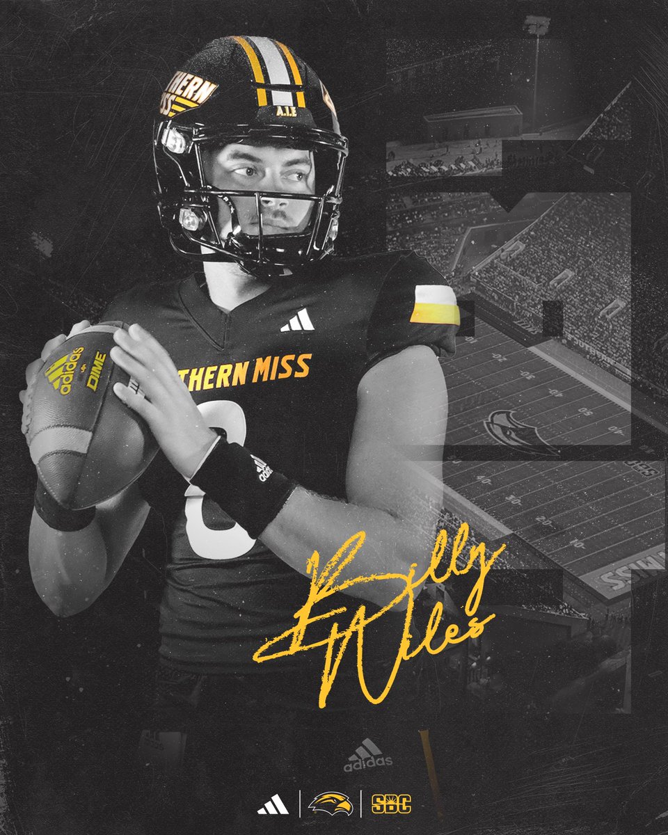 SouthernMissFB's tweet photo. 𝗤𝗕1️⃣

🏈 @billywiles8 https://t.co/10WyX6znbF