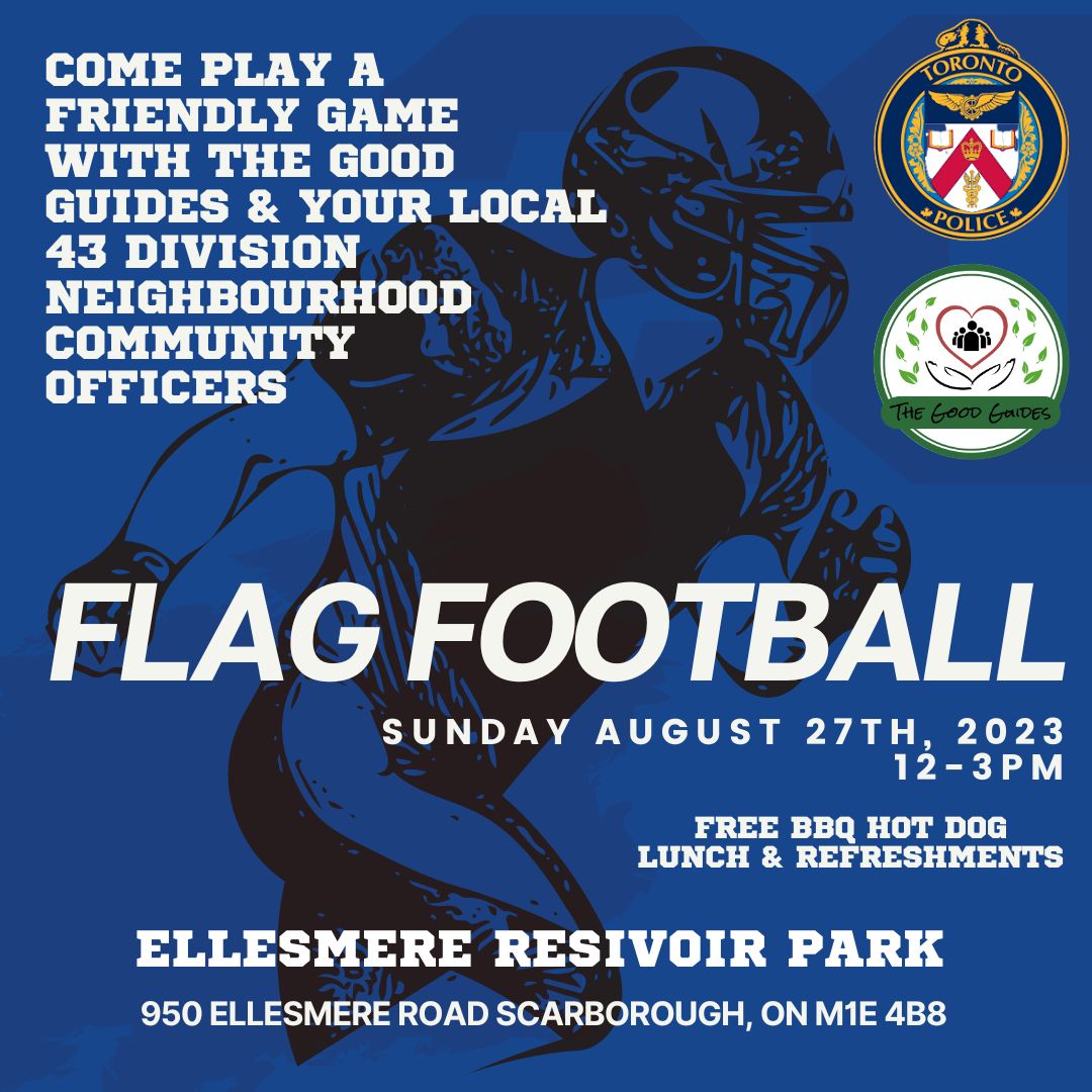 Hey folks! Get ready for some flag football action!

We've teamed up with the 43 Division's Neighborhood Community Officers for an exciting game that's all about connecting through sports.

See you there! 🤝🎉

#CommunityAction #ScarbTO