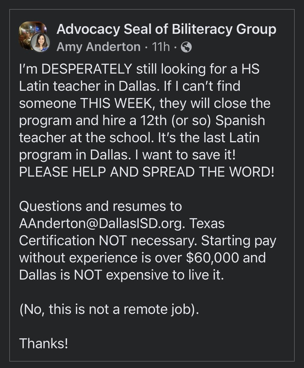 DrKrisLorenzo's tweet photo. I just heard about this through a new Spanish colleague. If anyone knows anyone, pass the info along. https://t.co/JHgJWTRI46
