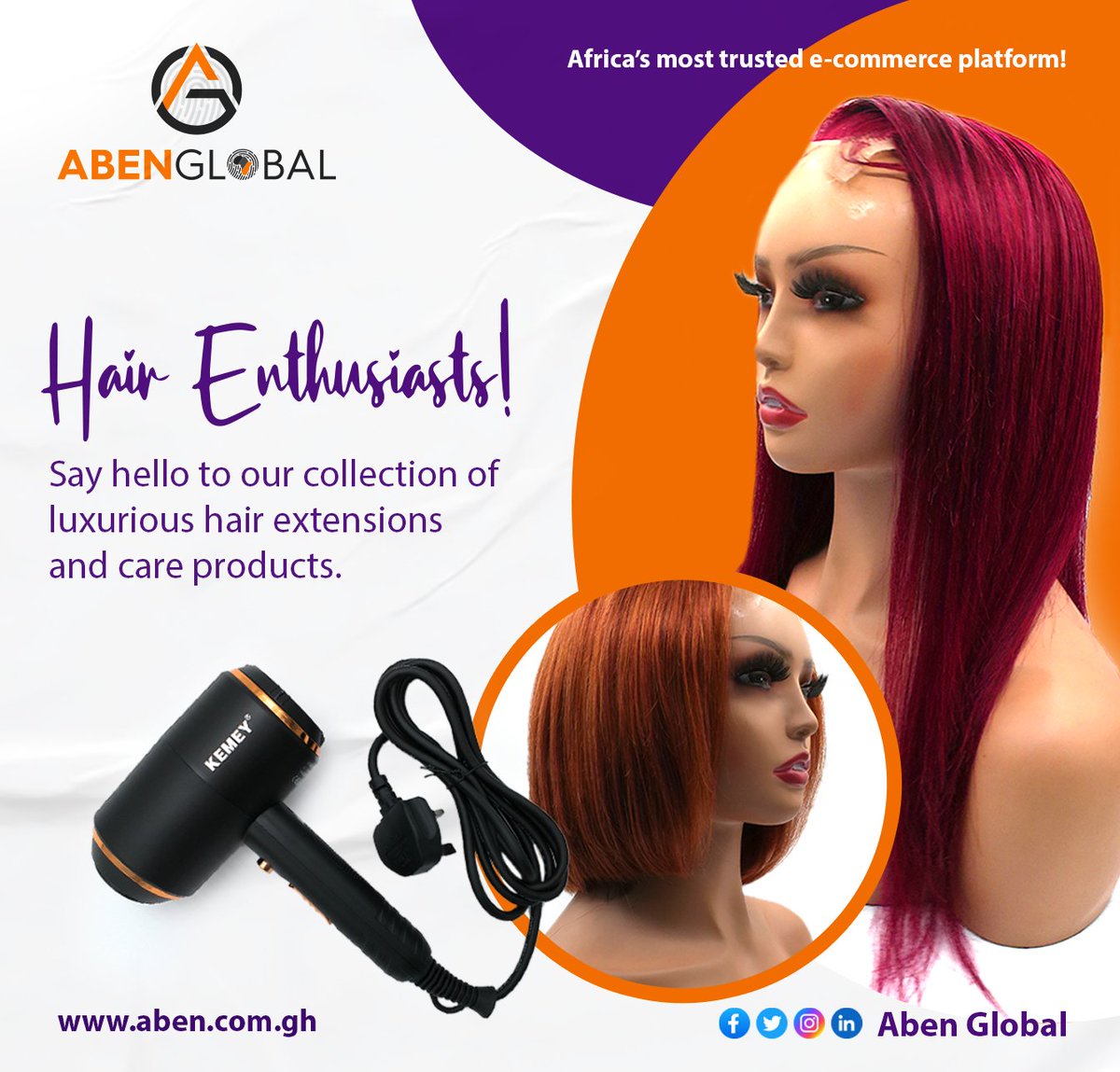 AbenGlobal's tweet photo. Hair Enthusiasts! Say hello to our collections of luxurious hair extensions and care products.
#ecommerce #Abenglobal #Abenmarketplace #Abenmall #Marketplace #Abencourierservice 

Trends: #gyakyequayson #GralinoXtra #TV3NewDay #KennedyAgyapong #Modric #Messi10 #Mohammed #Modric https://t.co/f6hRuIXN91