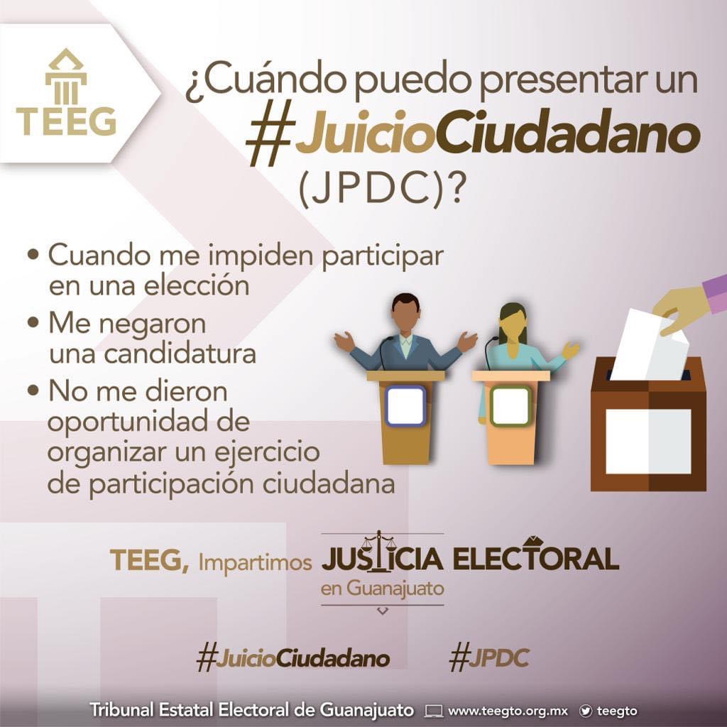 TEEGTO's tweet photo. ¿Conoces el #JuicioCiudadano que puedes presentar ante el #TEEG para defender tus derechos político-electorales? 📄
🗳️ Es muy fácil, descarga el formato aquí 👉🏽 https://t.co/DdnDlf23sv
#JPDC #JuicioCiudadano https://t.co/hoshYnh4p8
