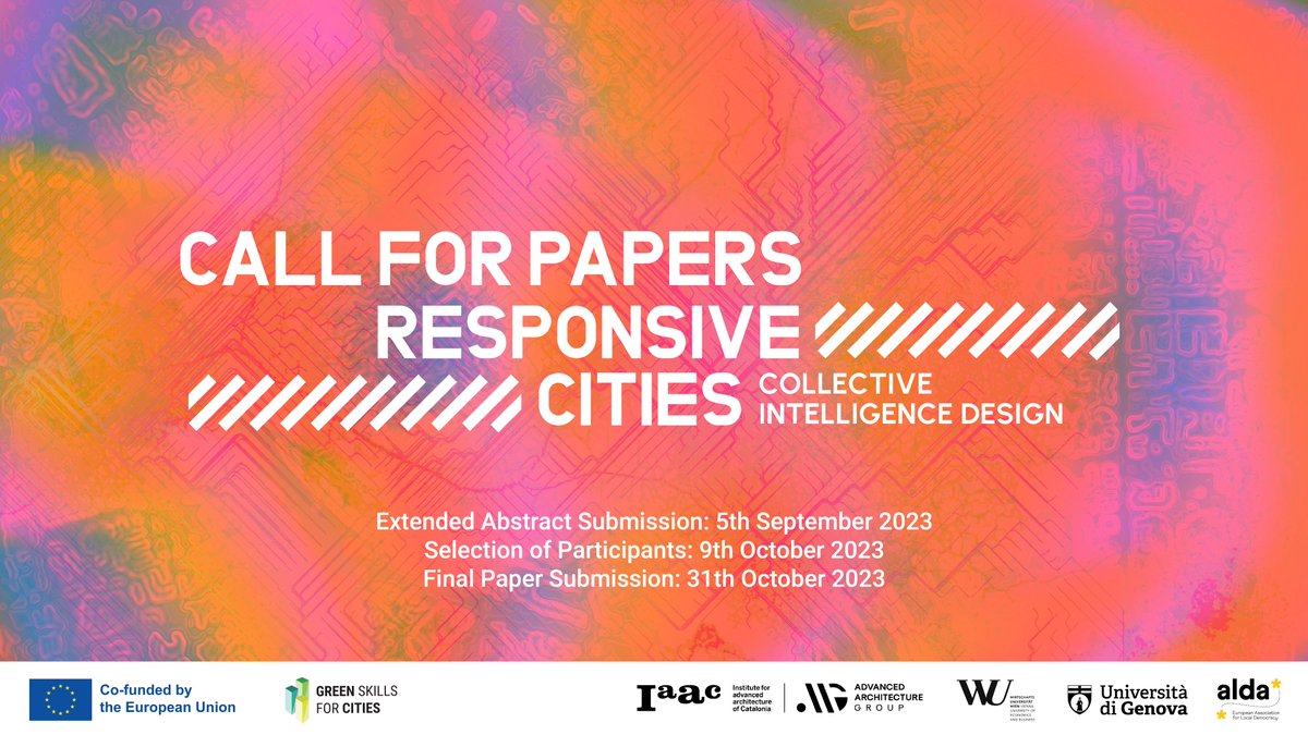 Last days to apply for the Responsive Cities Symposium Call for Papers. This year theme #Collective #Intelligence #Design focuses on an emerging paradigm of crowd wisdom promoting collaborations between human and more than human intelligence. Info at responsivecities2023.iaac.net
