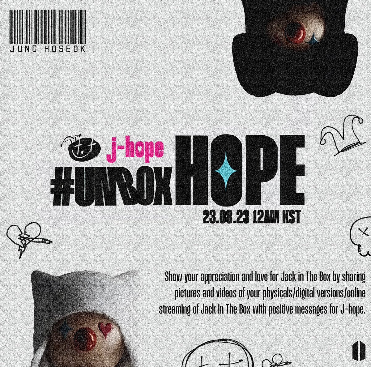 a_breky's tweet photo. We're showing our love for every version of Jack in The Box to celebrate #JITB_HopeEdition
Share pics of your sales+streams and caption it with positive msgs to j-hope๐
#UnboxHope
#SpreadHopeWithJhope"
๐บ๐ฒ๐ต๐ท ARMYs can request ๐ธ for Layover + JITB๐๐ป
https://t.co/ensIMqMZXN https://t.co/uFA3kvJMS4