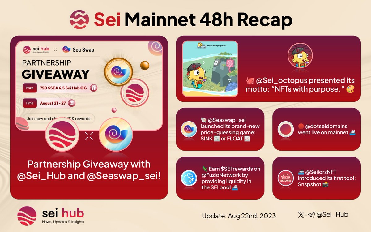 Ahoy #Seilors! 🚢 Dive into the latest 48h updates from <a href="/SeiNetwork/">Sei</a>. ⚓️👇🏻

#SeiNetwork #Sei #SeiUpdates
