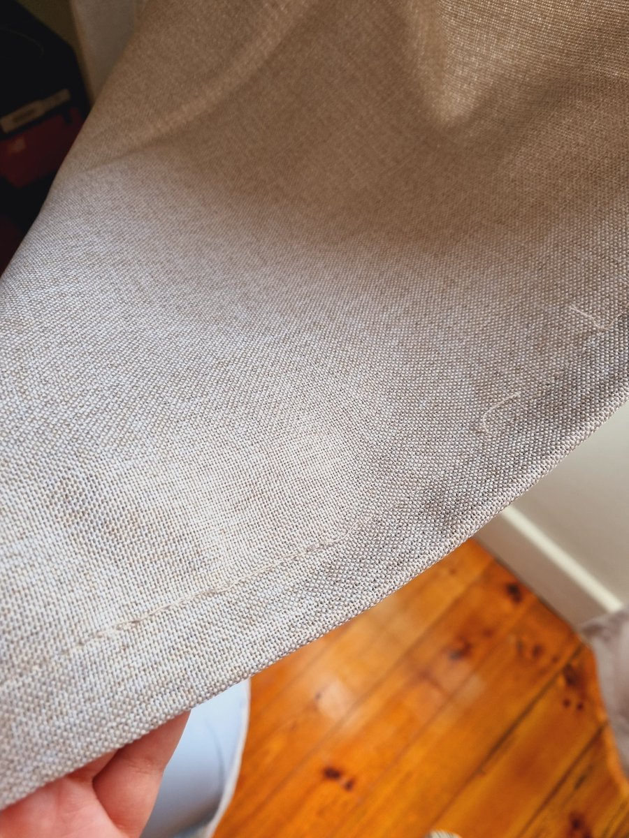 Bought this at <a href="/MrPriceHome/">Mr Price Home</a> yesterday. Paid R1400 for this 🙃and it cant fall straight because the cut is all wrong. I decided I was going to return it today. 
Left the packaging on the table but
My smart <a href="/LanceTheWitten/">Lance Witten</a> ended up throwing packaging away today.
<a href="/MrPriceHome/">Mr Price Home</a> help?
