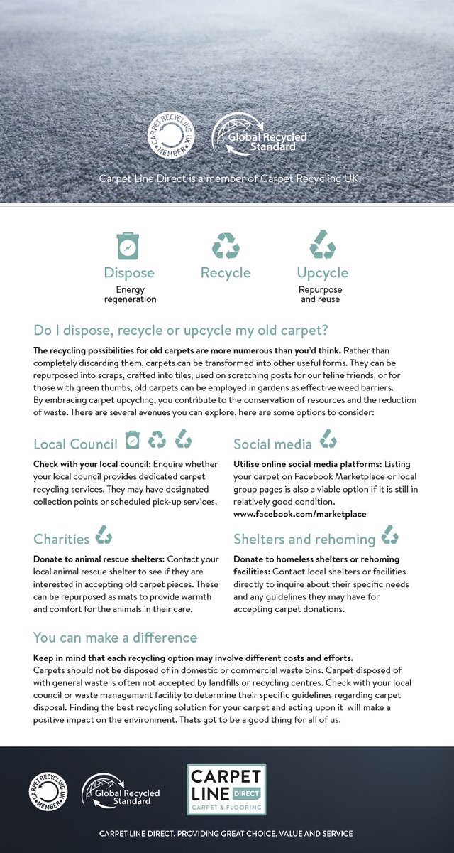 ♻️ A Guide For Recycling Used Carpets &amp; Flooring  ♻️

#Carpets #Flooring #Carpetline #Carpetlinedirect #home #carpet #cleaning #homeideas #staircasedecor #animalprint #animalprintcarpet #boldinteriors #quirkydecor #laminateflooring #vinylflooring #recycling #recycle