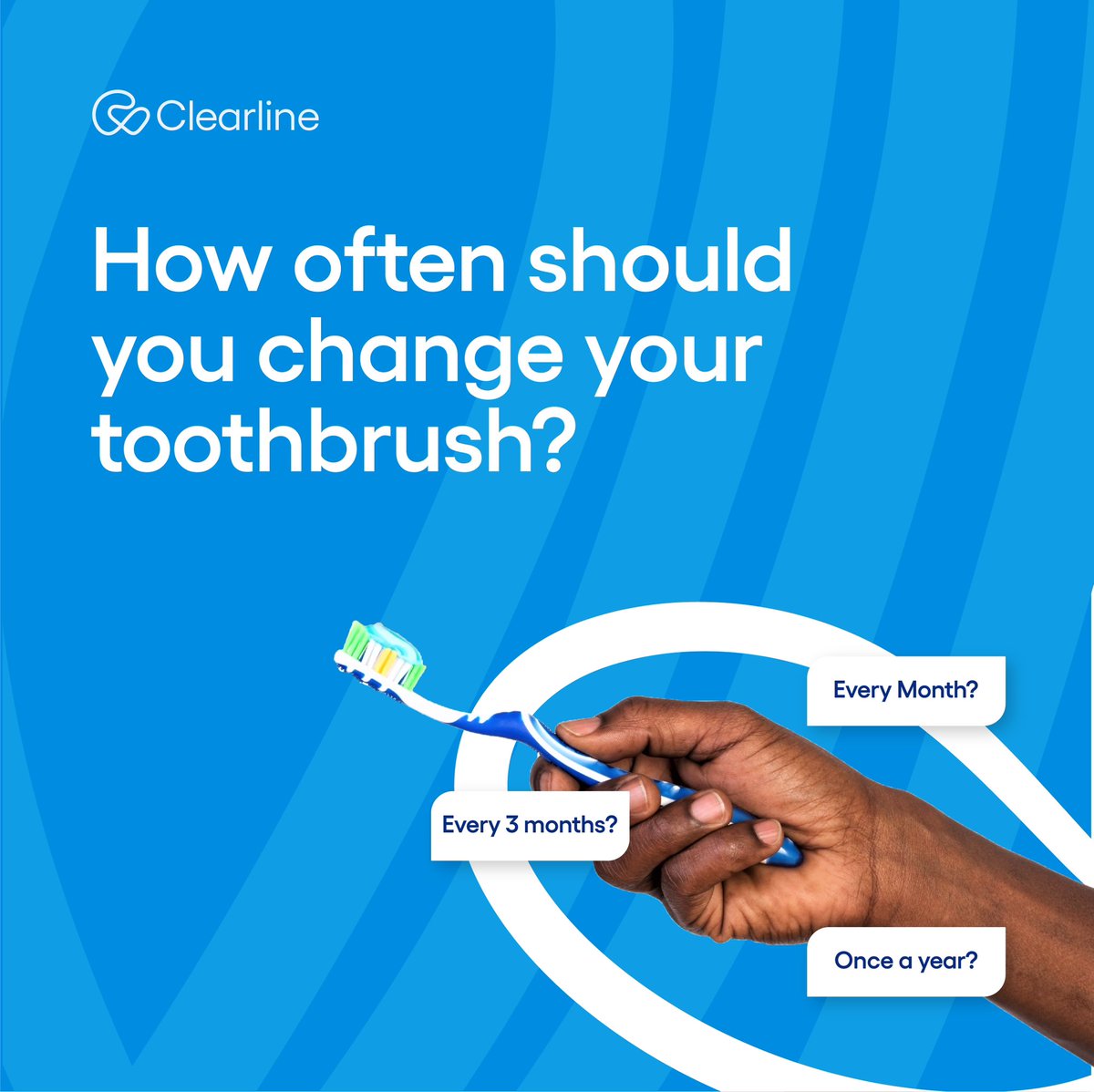 We know it's weird to change your toothbrush every day or week. But it's safe to say that it needs to be changed from time to time.

We know some of you haven't changed your toothbrush in a while. Tell us how often you make that decision.

#clearlinehmo #health #insurance #teaser