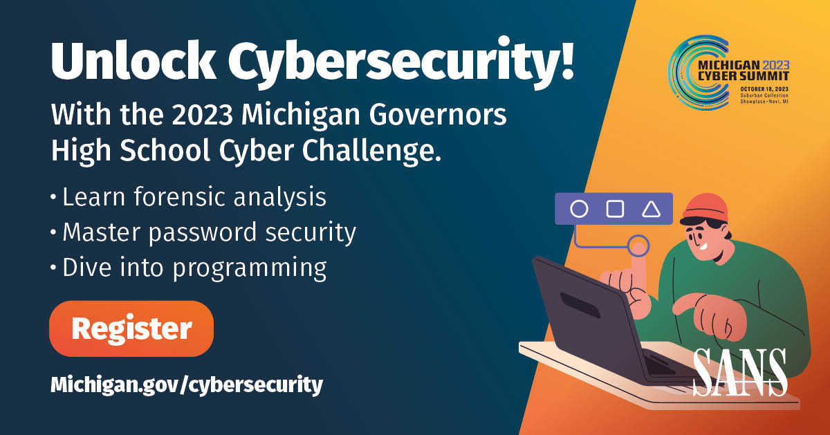 SANSInstitute's tweet image. 💻 Gain industry skills in forensic analysis, password security, and programming with the #GHSCC. Sign up now! #CyberStart ghscc-michigan.cyberstart.com