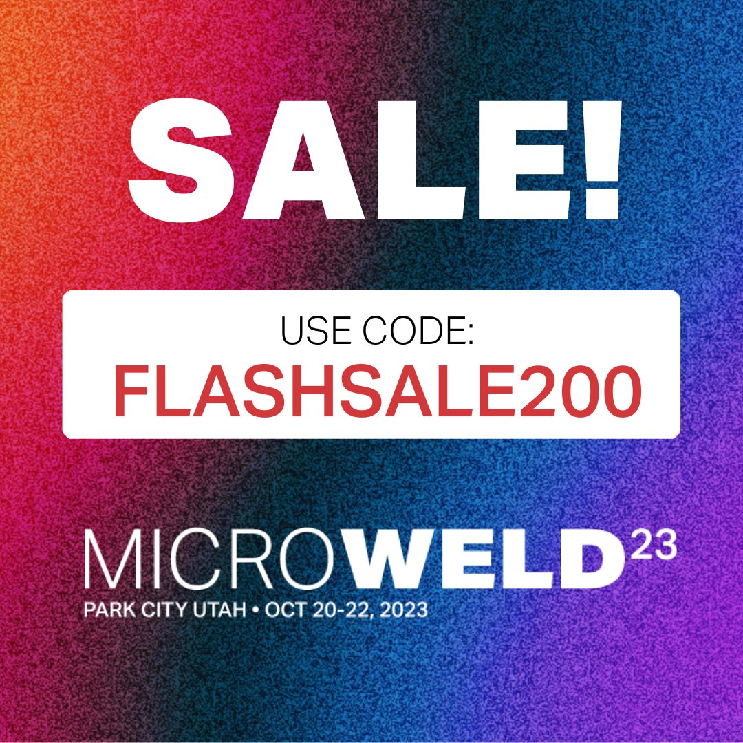 SunstoneWeld's tweet image. ⚠️FLASH SALE ALERT!

For 3 days only, get $200 off of your ticket to MicroWeld 23! Use code: FLASHSALE200. Expries 8/25 at 11:59 pm.

Register here: sunstone.regfox.com/microweld23

#permanentjewelry #jewelry #pulsearc #laserwelding #microweld