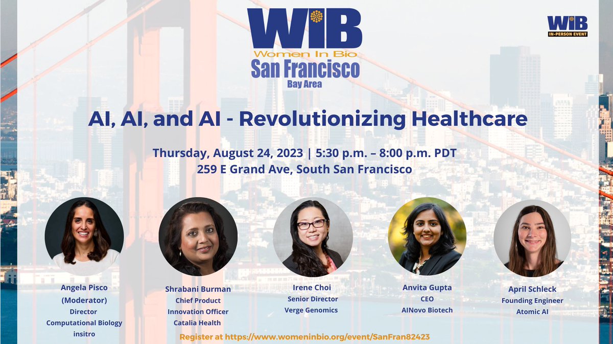 SFWomenInBio's tweet photo. Last day to register! Don't miss this unique opportunity to delve into the realm of AI-driven medicine and honor the contributions of exceptional panelists driving AI and drug discovery!

Registration: https://t.co/XGbJdxxIkT

#wib #AIDrugDiscovery #womeninstem #womenleaders https://t.co/NuqFaYJqL8