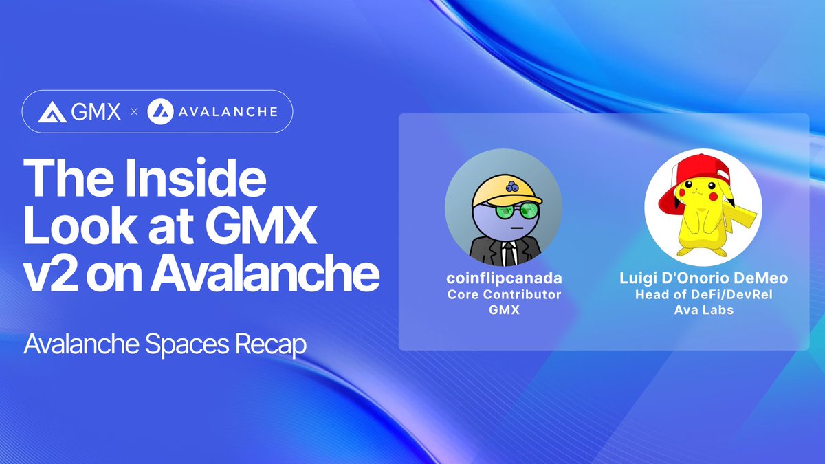 Team1BR's tweet photo. Acompanhe o #AvalancheSpaces da semana passada com @coinflipcanada de @GMX_IO e @luigidemeo para saber mais sobre todas as novas atualizações no GMX v2, novos pools chegando à plataforma e o que os parceiros estão construindo com base neste novo protocolo.
Ouça o resumo 👇
https://t.co/QM6D5ivOTM
#Avalanche @avax