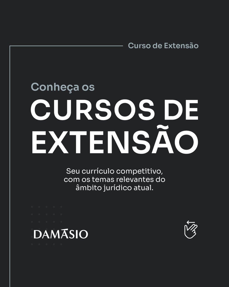 damasioosasco's tweet photo. O Damásio tem um portfólio incrível de Cursos de Extensão para você atualizar o seu conhecimento, nas mais diversas áreas do Direito, como Direito Civil, Trabalho, Administrativo, Notarial, Família e outros. Dê um upgrade no seu currículo!
#cursosdeextensão #damásio #direito https://t.co/D9qLtYYLJN