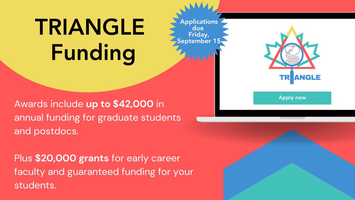 🎉 Applications for TRIANGLE funding, training, and mentorship are now open! If you're a PhD student, fellow, or early career researcher in GI or liver, this program is going to TRANSFORM your career. Deadline: September 15, 2023 Learn more: triangleprogram.org