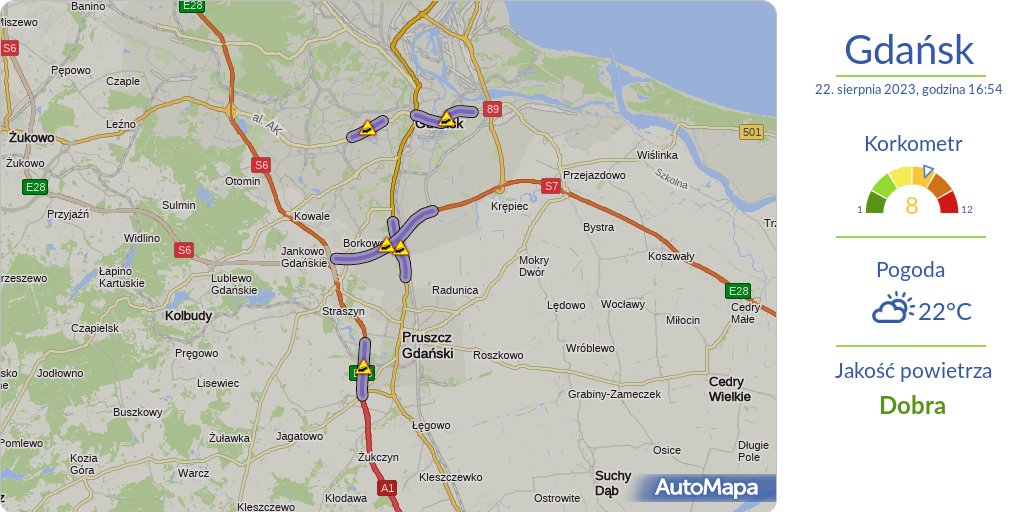 AutoMapa's tweet image. #GDAŃSK
Aktualna #MAPA korków przekraczających 10 minut

⚠️ #Korkometr: 8/12
🕔 Godzina: 17:00

#Traffic #AutoMapaAlert #Korek #Utrudnienia #KorkometrGDAŃSK