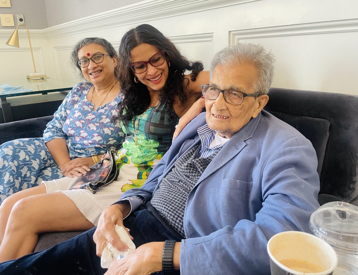 Such a special treat to have a relaxed family adda over morning coffee! ♥️

#AmartyaSen #AntaraDevSen #CoffeeTime #fatherdaughter #familytime #sisters #TuesdayMotivaton #familyfun #tuesdaymotivations #SummerHolidays