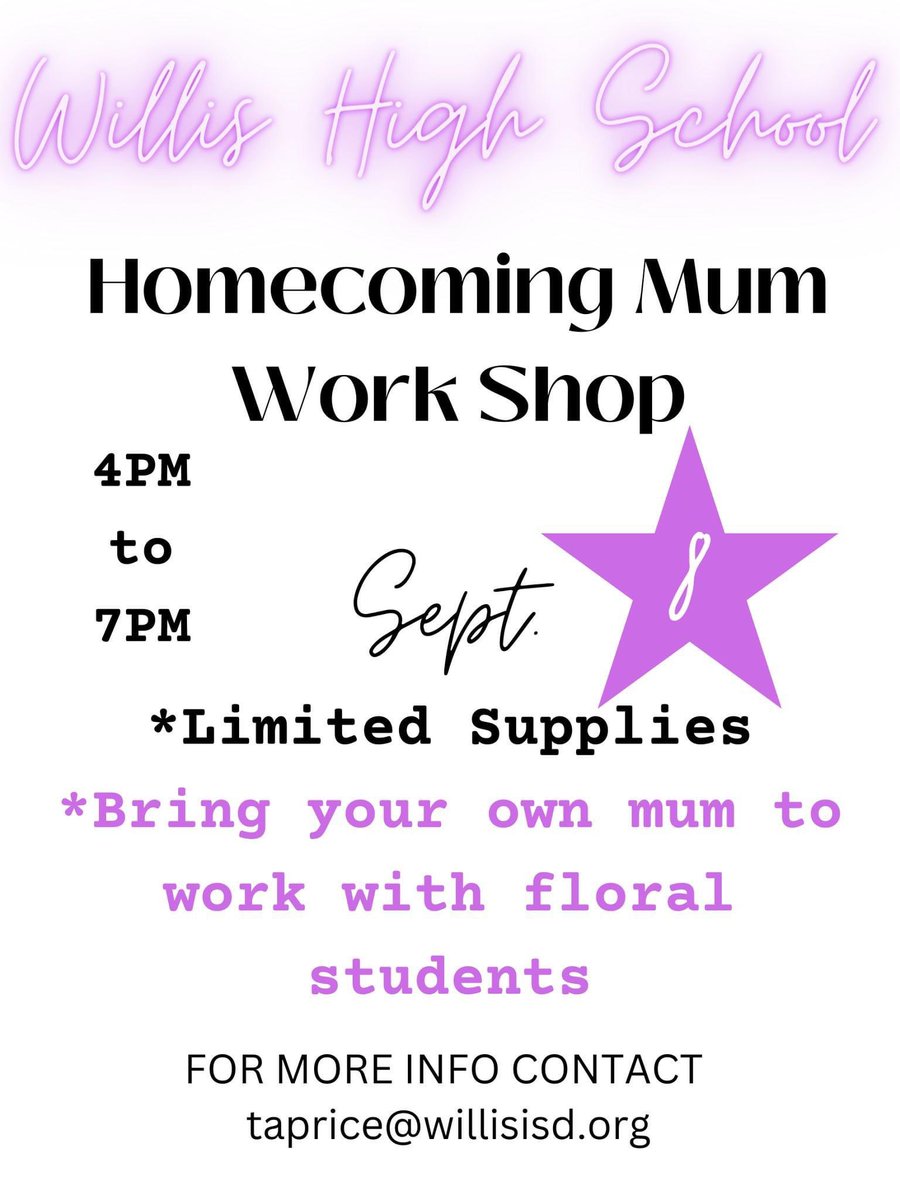 Need help working on your hoco mum? All WHS kids and parents welcome.