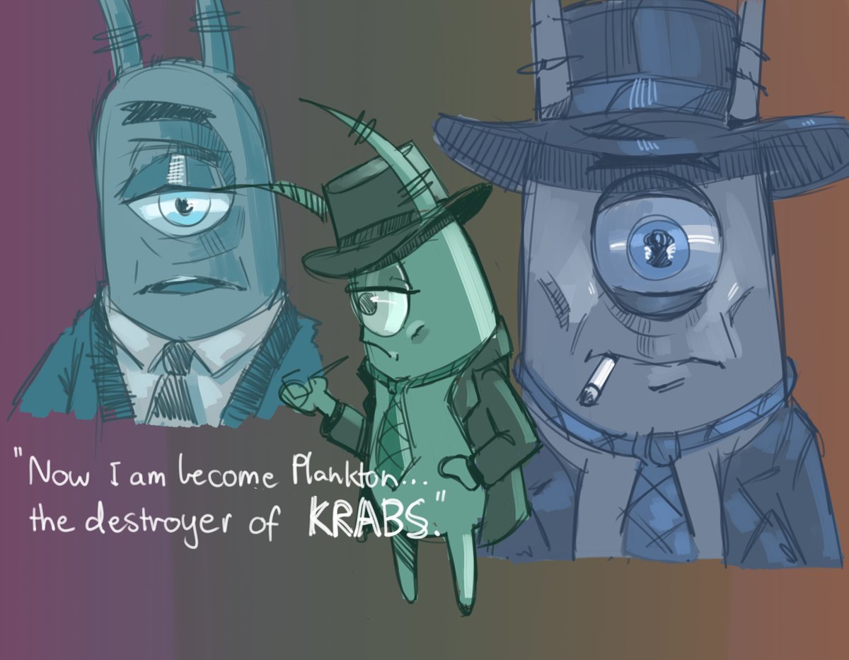 sponge_enjoyer's tweet photo. Now I am become Plankton... the destroyer of Krabs. [#SpongeBob] https://t.co/Y8UbHOW493