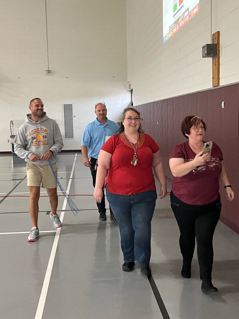 AGSschools's tweet photo. The AGS Welcome Back Team-Building Activity was an AGS Trivia Scavenger Hunt. Teams searched the building for our history and our traditions. This year #AGSWill will build on the past to create a bright future! #WolverinesLead https://t.co/NJyBvkp814