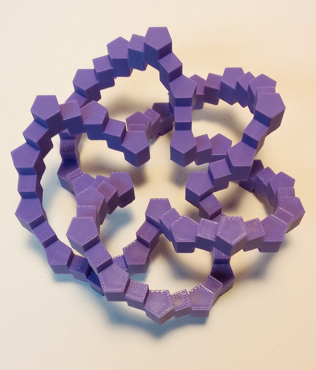 AlbertPCarpent1's tweet photo. A 3D printed 'walk about' knot inspired by @RobertFathauer #mathart #3dprintingart #3dprintingmath #3dprinting https://t.co/0jPyACQZZZ